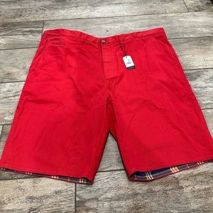 Johnnie-O Shorts Mens 40 Red Tailgaters Flannel Lining Bottle Opener Chino